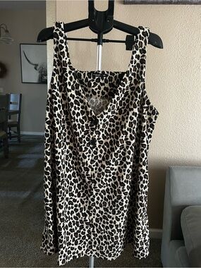 Women’s Leopard Print Button-Front dress - Beige/Black